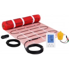 TwinFlow  Electric Radiant Floor Heating System, 20 Sq.ft Electric Heated Floor Mats for Bathroom, Includes Programmable Thermostat, Heat Mat, Installation Monitor, and Temperature Sensors