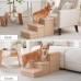 TwinFlow Dog Stairs with Storage, 3-Step Sturdy Dog Steps for Small Medium or Large Older Dogs Cats, Folding Pet Stairs Climbing Sofas, high beds, Windows and Cars (Beige, No Condo,16.7" H)