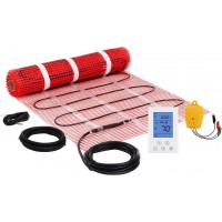 TwinFlow  Electric Radiant Floor Heating System, 20 Sq.ft Electric Heated Floor Mats for Bathroom, Includes Programmable Thermostat, Heat Mat, Installation Monitor, and Temperature Sensors