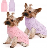 TwinFlow 2 Pack Dog Sweaters for Small Dogs Winter Turtleneck Pullover Cable Knit Fleece Stretch Puppy Doggie Chihuahua Toy Poodle Yorkie Pomeranian Boy Girl Pet Clothes (S, Pink & Purple) TwinFlow 2 Pack Dog Sweaters for Small Dogs Winter Turtleneck Pullover Cable Knit Fleece Stretch Puppy Doggie Chihuahua Toy Poodle Yorkie Pomeranian Boy Girl Pet Clothes (S, Pink & Purple)